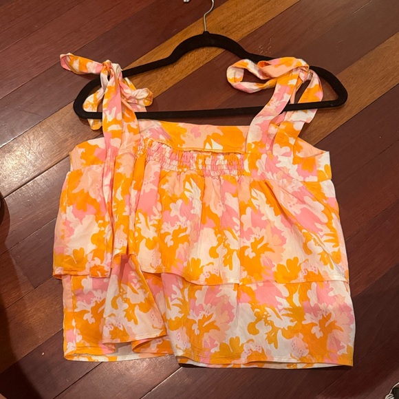 Vibrant Pink and Orange Floral Tank Top - Picture 2 of 3